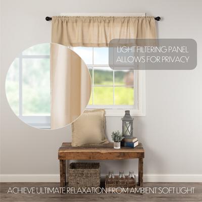 VHC Brands Farmhouse Kitchen Curtains VHC Cotton Burlap Valance Rod Pocket Solid Color