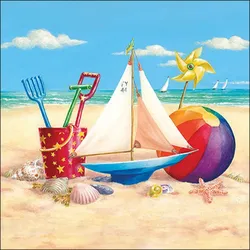 Ambiente 20 Servietten Papier 33x33cm 3-lagig - hochwertige Einweg Papierservietten Sommer Strand Party Urlaub Tischdeko Strand Meer Maritim Boote