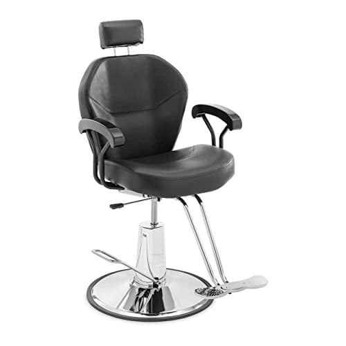 Physa Physa Ilford Kappersstoel met hoofdsteun en T-voetensteun, zwart, in hoogte verstelbaar van 52-64 cm