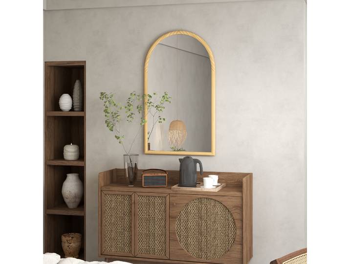 HOMCOM Miroir Arche 110x65cm Bois Naturel Salon Chambre