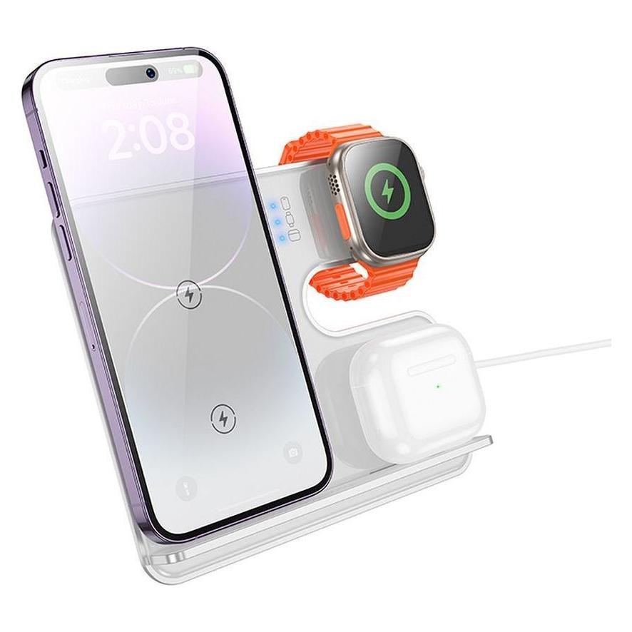 Hoco 3-in-1 Induktionsladegerät kompatibel mit MagSafe und APPLE Watch 15W CQ19 silber (15 W) (54180139)