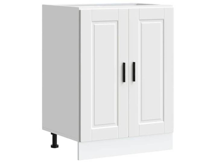 fsahslih Küchenunterschrank Porto Weiß 60x46x81.5 cm Holzwerkstoff Kompakter Anbauschrank in Weiß für Spülküche und Esszimmer. Praktische Türen schaffen viel Stauraum.