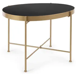 Couchtisch Rashida aus Metall mit Glasplatte, organisches Design, goldfarben, 63x46 cm