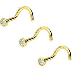 3er Set Chirurgenstahl Nasenstecker Spirale KRISTALL