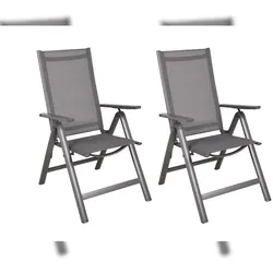DELUKE Gartenstuhl 2er Set SUSAN - Kunststoff, Anthrazit  | Stapelstuhl Wetterfest Gartenstühle Outdoor Essstühle