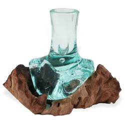 Molton Glass Small Flower Vase on Wood