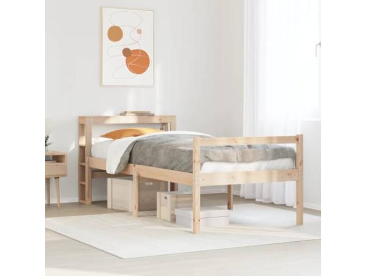 RJPLMFV Bett aus massivem Kiefernholz, 75 x 190 cm, für Senior Sitzhöhe 44 cm, Lattenrost inklusive, Aufbewahrung unter dem Bett