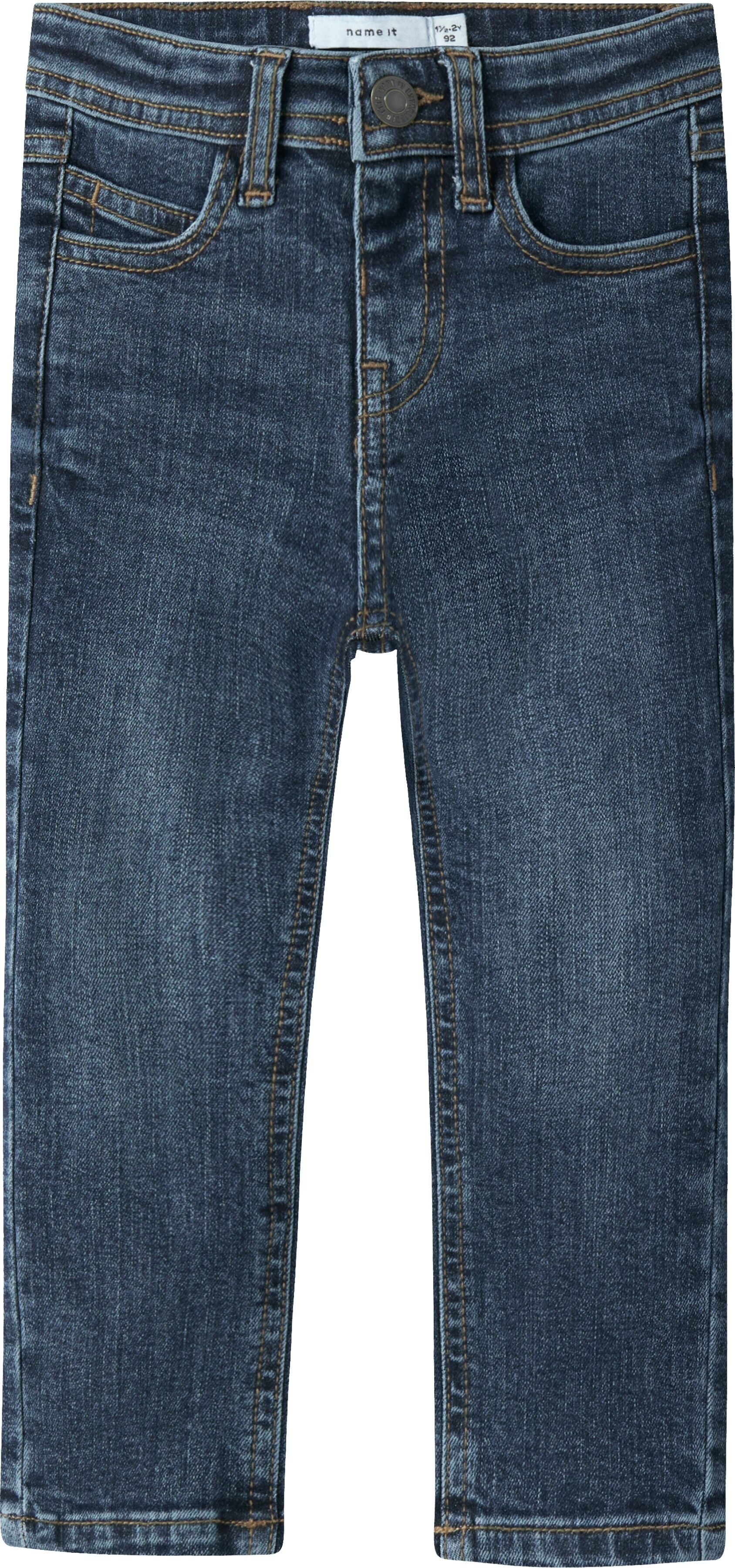 Slim-fit-Jeans NAME IT "NMMSILAS SLIM JEANS 8809-MD TB", Jungen, Gr. 104, N-Gr, blau (dunkelblau denim), Denim/Jeans, Obermaterial: 98% Baumwolle, 2% Elasthan, Abriebeffekte, slim fit lang, Jeans Slim-fit-Jeans, Baumwollmischung, slim fit
