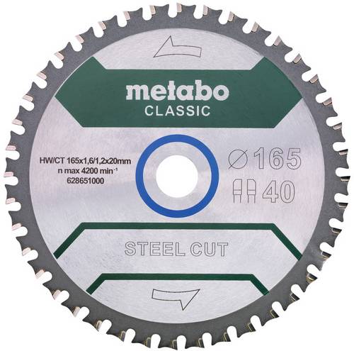 Metabo STEEL CUT CLASSIC 628651000 Kreissägeblatt 165 x 20 x 1.2mm Zähneanzahl: 40 1St.
