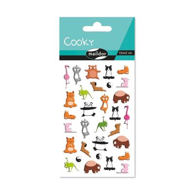 Maildor 10x Cooky, 1 Stickerbogen 7,5x12cm, Tiere Yoga - Mehrfarbig CY144C