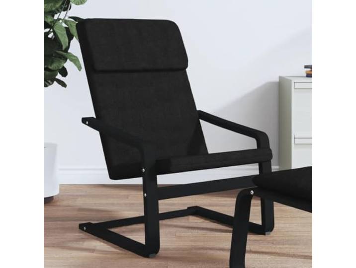 Molumvel Relax-Sessel, Stoff, gepolsterter Lounge-Stuhl, Schwarz Massiver Birkenholz-Rahmen, Atmungsaktiver Bezug, Vielseitig einsetzbar