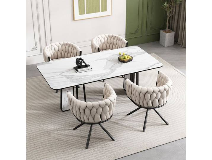 Chaise pivotante - PDZZZD - Velours - Lot de 4 - Beige - Design contemporain