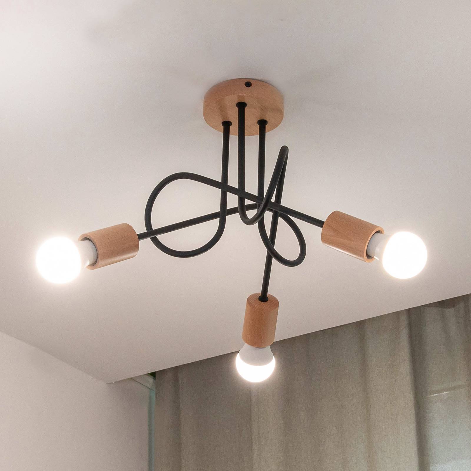 Deckenlampe Oxford HELAM, dimmbar, schwarz, für Wohn- / Esszimmer, Metall, Modern, Deckenlampe