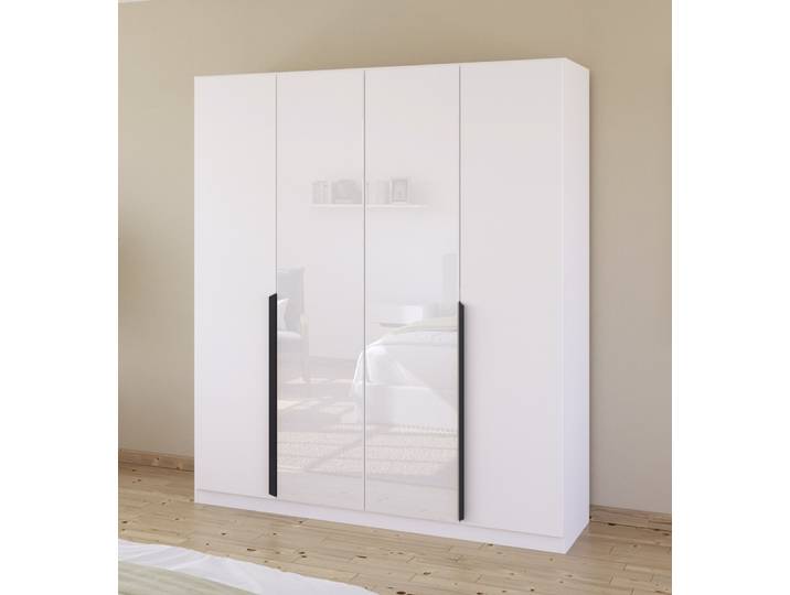 Kleiderschrank Drehtürenschrank Artemis , mit Glastüren , alpinweiß / weiß , verschiedene größen