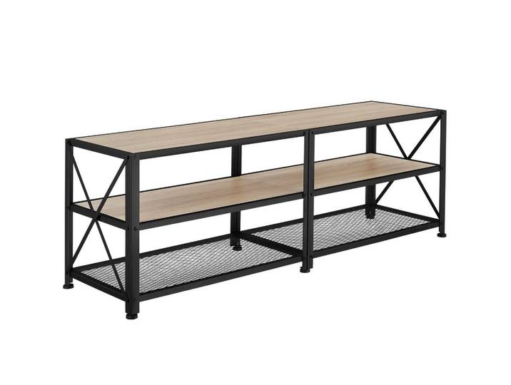 tectake Tv-Regal Indianapolis, 161 x 41,5 x 50,5 cm, Industrial Holz hell, Eiche Sonoma, Naturfarben, Beton Optik, Rechteckig, 41.5x50.5x161 cm, Wohnzimmer, TV Möbel, Lowboards, Lowboards stehend