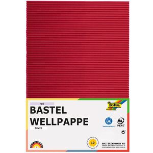 Folia Bastelwellpappe 741020, E-Welle, 50 x 70cm, rot, 10 Blatt