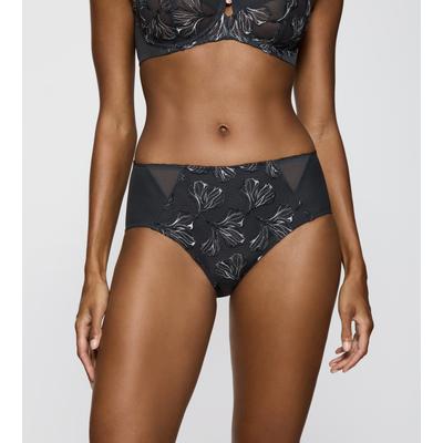 Maxislip TRIUMPH "Wild Iris Florale", Damen, Gr. 42, schwarz (anta), Microtouch, Obermaterial: 86% Polyamid, 14% Elasthan, körpernah, Unterhosen, mehrfarbige Stickerei, hochgeschnitten, leicht formend