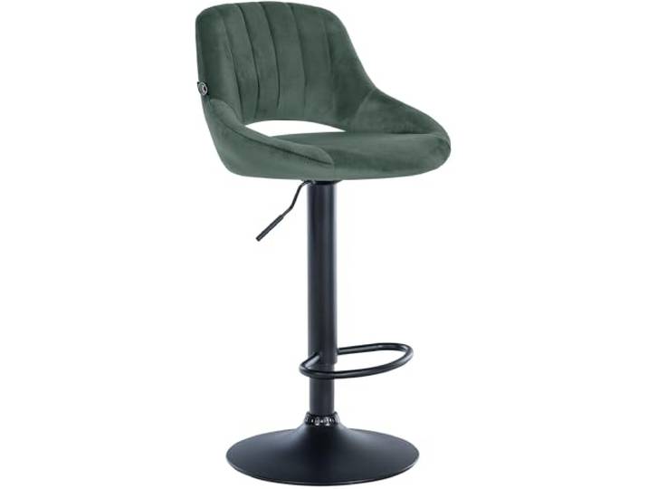 CLP Barhocker höhenverstellbar mit Lehne Milet, Barstuhl gepolstert Samtbezug, Tresenstuhl mit Metallgestell drehbar, Farbe: grün, Gestellfarbe: schwarz