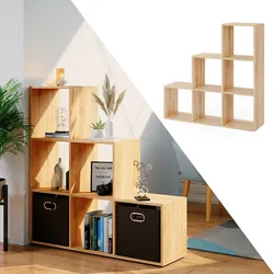 VICCO Treppenregal 6 Fächer Eiche Sonoma - Raumteiler Raumtrenner Bücherregal