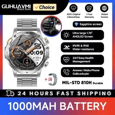 Inspired Living Rugged GPS Smartwatch With AMOLED Display & Bluetooth Calling silver Steel