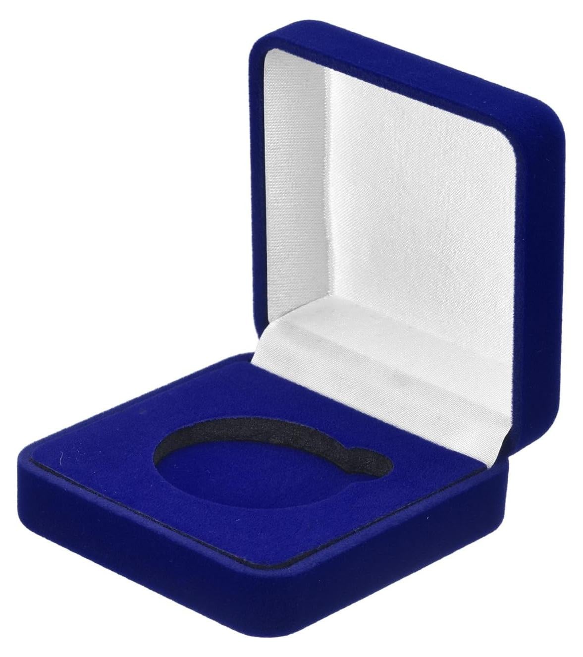 Dripio Fluwelen muntdoos voor 35 mm herdenkingsmunten, blauw/wit