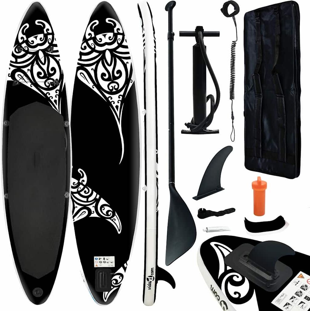 vidaXL Ensemble de planche SUP gonflable 305x76x15 cm noir
