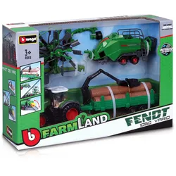 Bburago 18-31668 - Traktor - Fendt 1050 Vario mit 3 verschiedenen Anhängern (10cm)