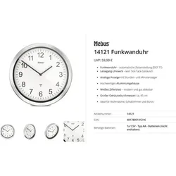 Mebus, Wanduhr, Funkwanduhr XXL (45 cm)