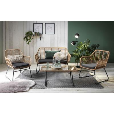 Sitzgruppe MÖBILIA "Yaro", beige (natur, grau), Sitzmöbel-Sets, für Indoor, Terrasse, Wintergarten oder Garten geeignet