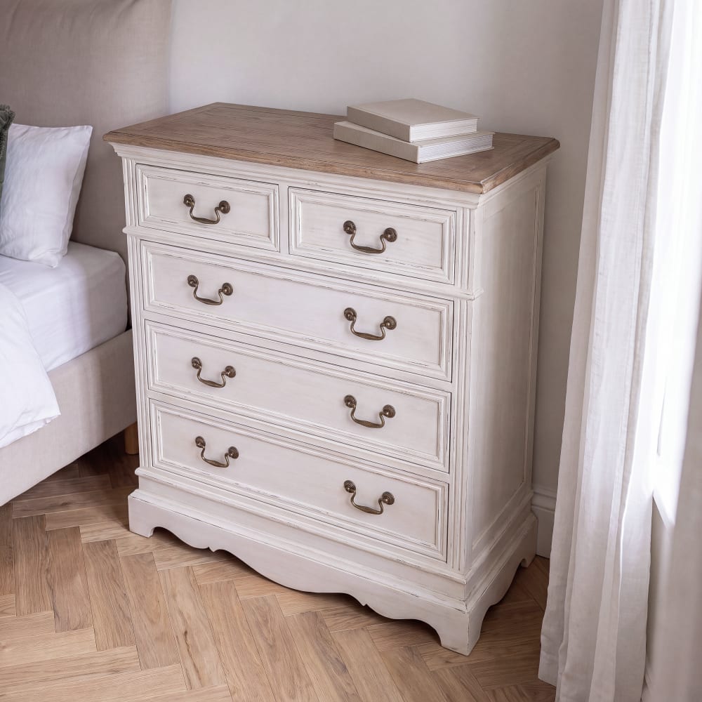 Maisons du Monde Commode haute beige crème, L86 cm Blanc 86x95x39cm