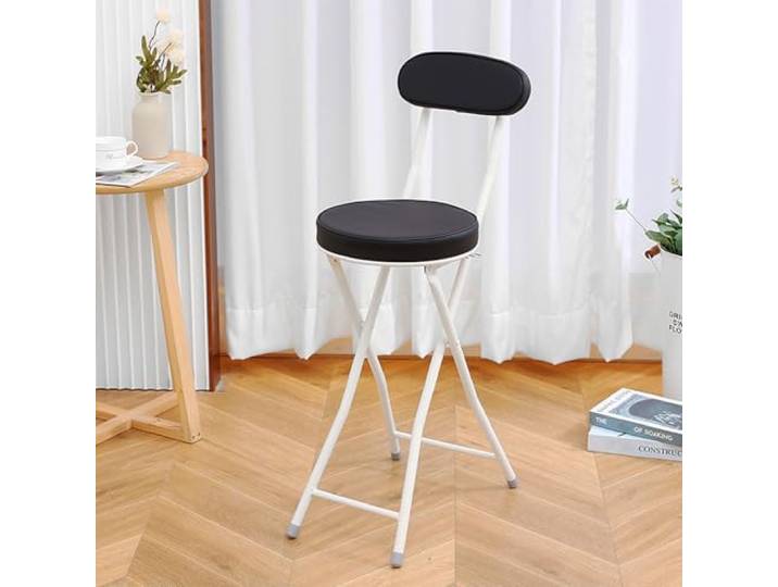 KRXSOBNV Faltbänke, Klappbarer Barhocker mit gepolstertem Sitz, kein Aufbau erforderlich(Black)