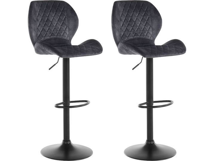 Barhocker HELA Sonja , grau (vintage anthrazit, samtvelours velvet), B:42cm H:96cm T:51cm, Hocker, Barhocker, 2 Stück