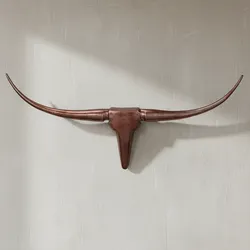 KADIMA DESIGN Dekoratives Bull Geweih M, Aluminium, 100x40 cm, für einzigartiges Jagdambiente, hochwertige Verarbeitung, abstraktes Design