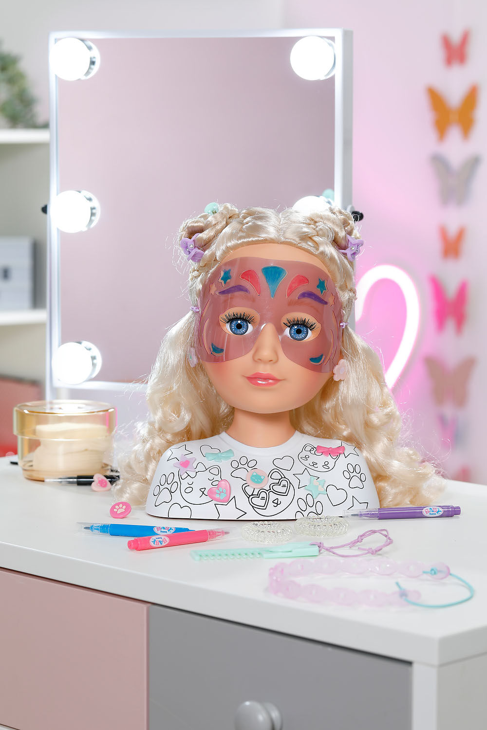 Frisier- & Schminkkopf BABY BORN "Stylingkopf Kreativ", bunt, Frisierköpfe, BabyH:22cm, Frisier- & Schminkkopf, mit Zubehör, H:22cm