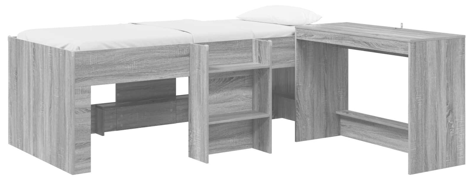 vidaXL Stapelbed met bureau voor kinderen, Sonoma-grijs