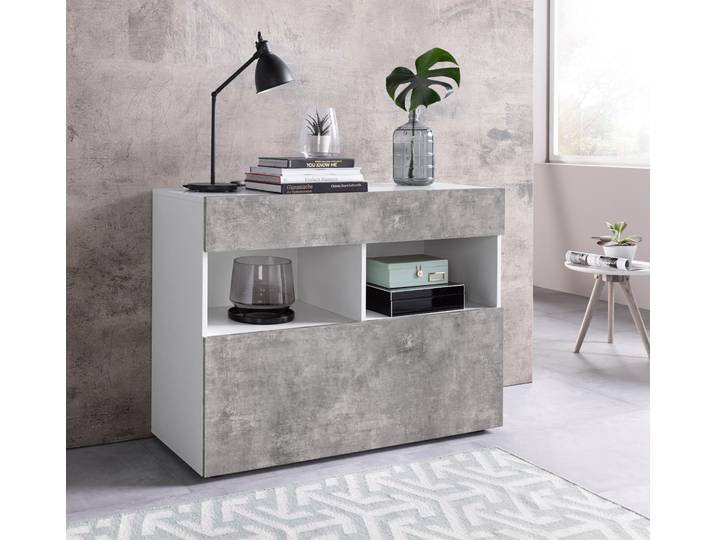 Sideboard GOODPRODUCT Sorano , weiss (weiß matt, beton, optik), Sideboards, Sideboard, Breite 111 cm