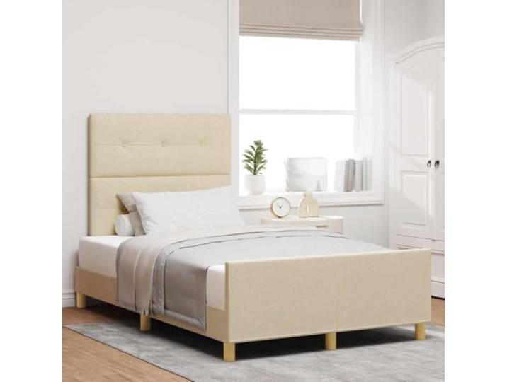 RJPLMFV Bettgestell, Stoff, Creme, 120 x 200 cm, mit Kopfteil Lattenrost inklusive, goldfarbenes Metallgestell, luxuriöser Samt, integrierter Stauraum, vielseitig einsetzbar