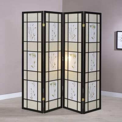 Coaster Catabella 4-Panel Room Divider Folding Shoji Screen Floral