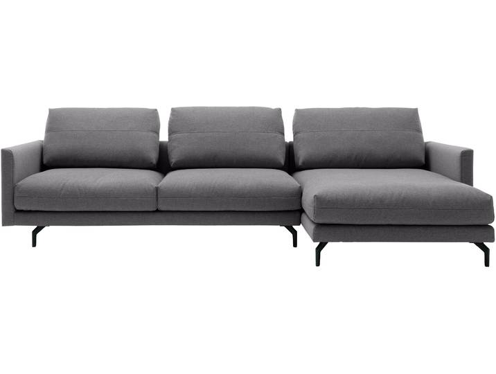 Ecksofa, 280x172 cm, Chenille, Lichtgrau & Schwarzgrau, Modern, Rolf-Benz