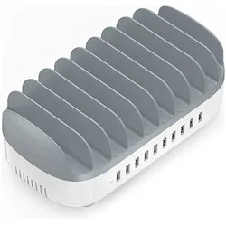 Orico Adapter DUK-10P-V1 Smart Charging Station 10 x USB-A - White (120 W, 10 Ports), USB Ladegerät, Weiss