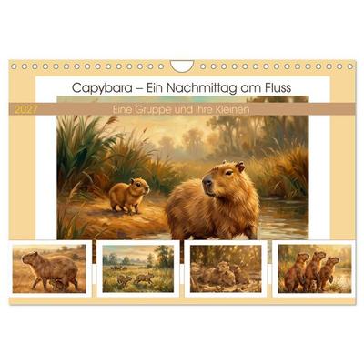 Capybara – Ein Nachmittag am Fluss (Wandkalender 2027 DIN A4 quer), CALVENDO Monatskalender