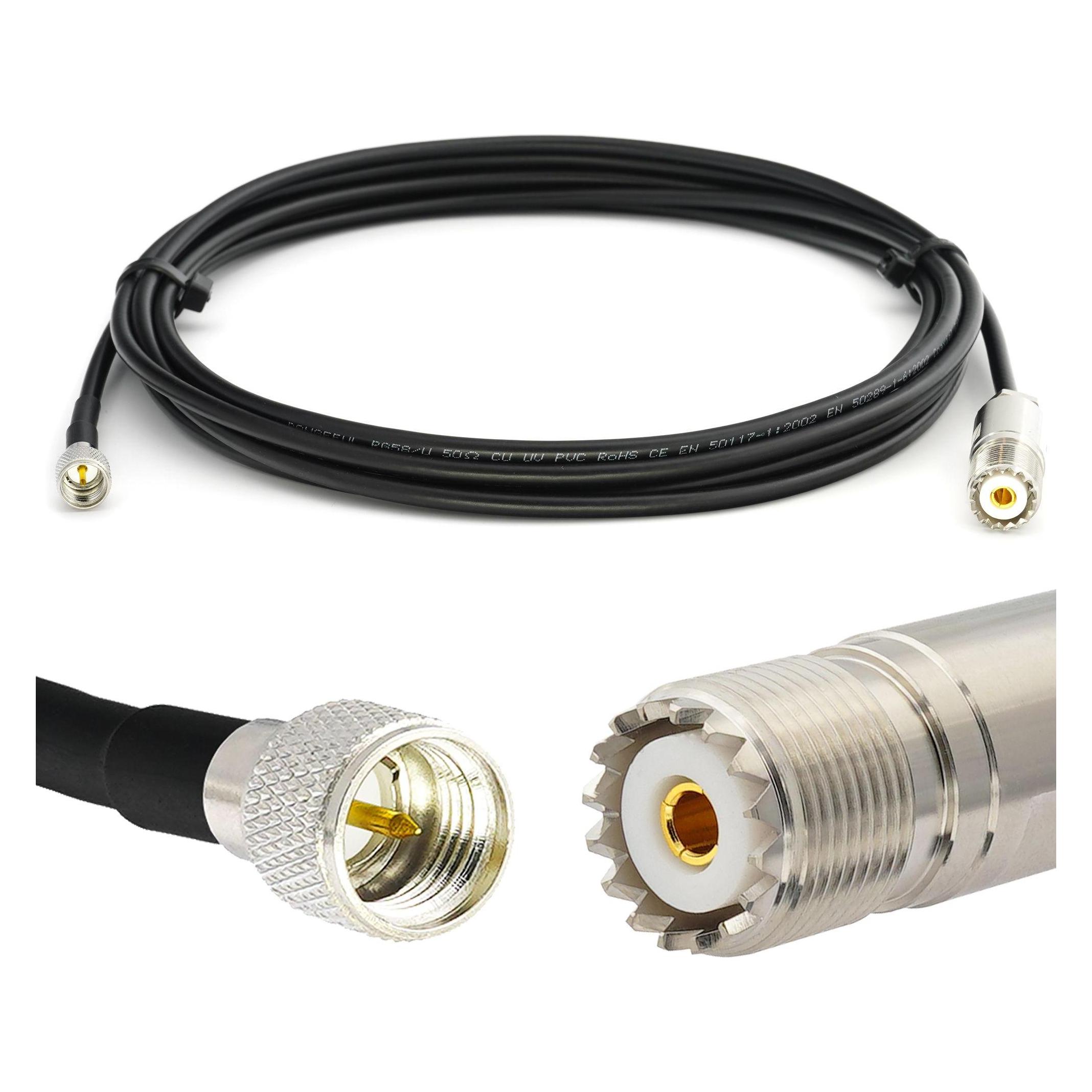 Rangeful Mini UHF Male to SO239 UHF 12m RG58/U Coaxial Cable RG58-MUHFM-SO-12 (RG58-MUHFM-SO-12)