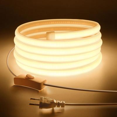 Uplift Picks Super Bright COB LED Strip Light 110V 220V With Switch warm 110 V (us Plug) 7m