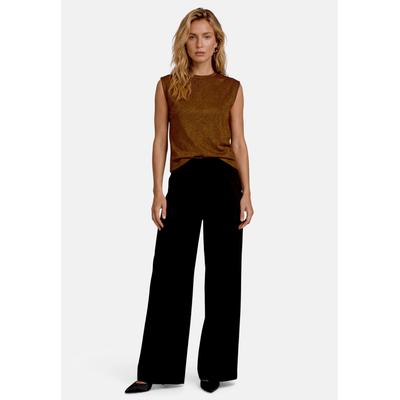 T-Shirt ZERO "Damen im Glitzer-Look", Damen, Gr. 38, braun (monk's robe), Glitzergarne, Obermaterial: 64% Polyamid, 28% Metall, 8% Elasthan. Füllung:, gestreift, figurumspielend normal, Rundhals, weit, Shirts T-Shirt, Glitzer