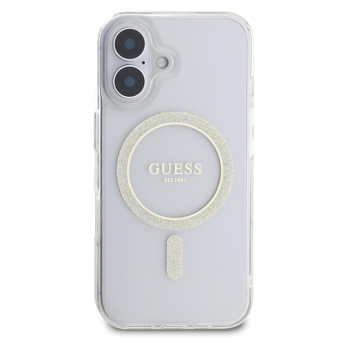 Guess GUHMP16MHFGERET iPhone 16 Plus 6.7" przeźroczysty/transparent hardcase IML Glitter Circle (Apple iPhone 16 Plus) (GUE004151-0)