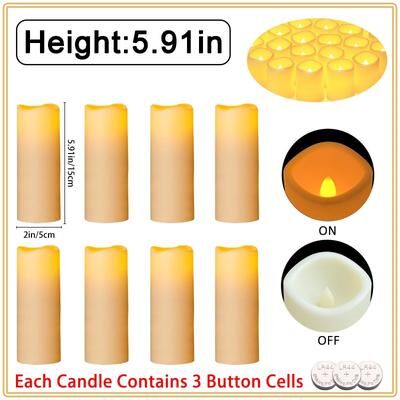 Uplifted Finds 10 To 60 Pcs LED Flameless Pillar Candles Flickering Candlelight Set For Weddings Concerts And Party Decor 5.91in 15cm 30 Pcs
