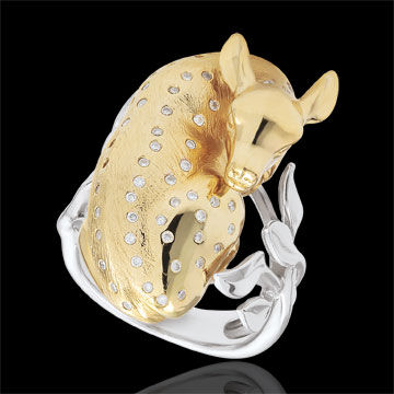 Edenly Ring Spaziergang der Sinne - TrÃ¤umendes Rehkitz - Silber - 60 Diamanten