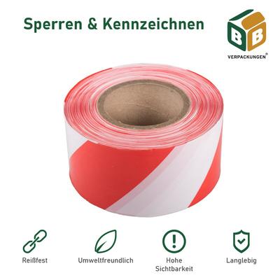 BB-Verpackungen GmbH 36 x Absperrband (75 mm x 500 m) rot/weiß sehr reißfest hohe Sichtbarkeit beidseitig Flatterband Warnband Baustellenabsperrung BB-Verpackungen