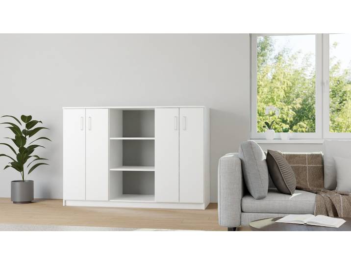 Niedriger Aktenschrank MDF Beschichtet MDF Weiß matt