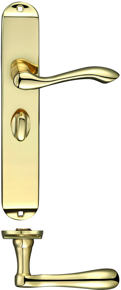 Fulton & Bray Arundel Bathroom Right Hand Door Handle Polished Brass 24.5cm H X 4.2cm W